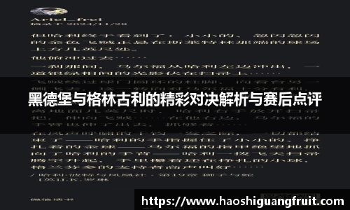 黑德堡与格林古利的精彩对决解析与赛后点评